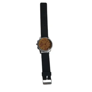 Men’s Watch with Golden Dial & Black Silicone Strap